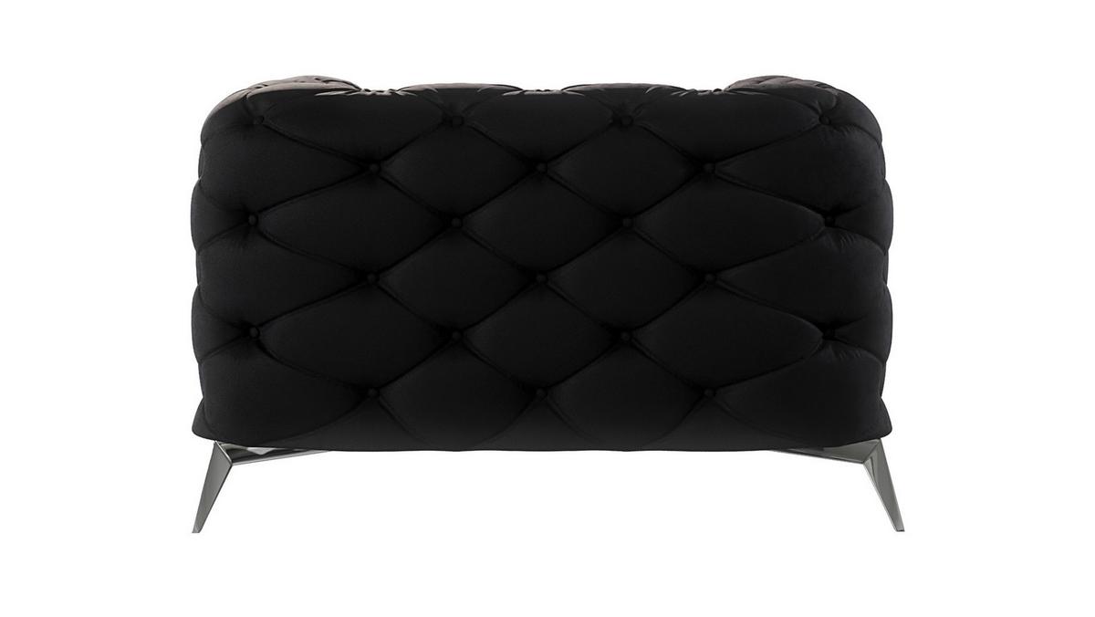 CHESTERFIELD-SESSEL Laura Schwarz Samt - Silberfarben/Schwarz, Holz/Textil (125/75/100cm) - S-Style Möbel