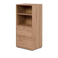 REGAL Eiche Artisan 46 x 97 cm, Standregal mit 2 Schubladen - Silberfarben/Eiche Artisan, Holzwerkstoff/Kunststoff (46/96.5/33.5cm) - Furn.Design
