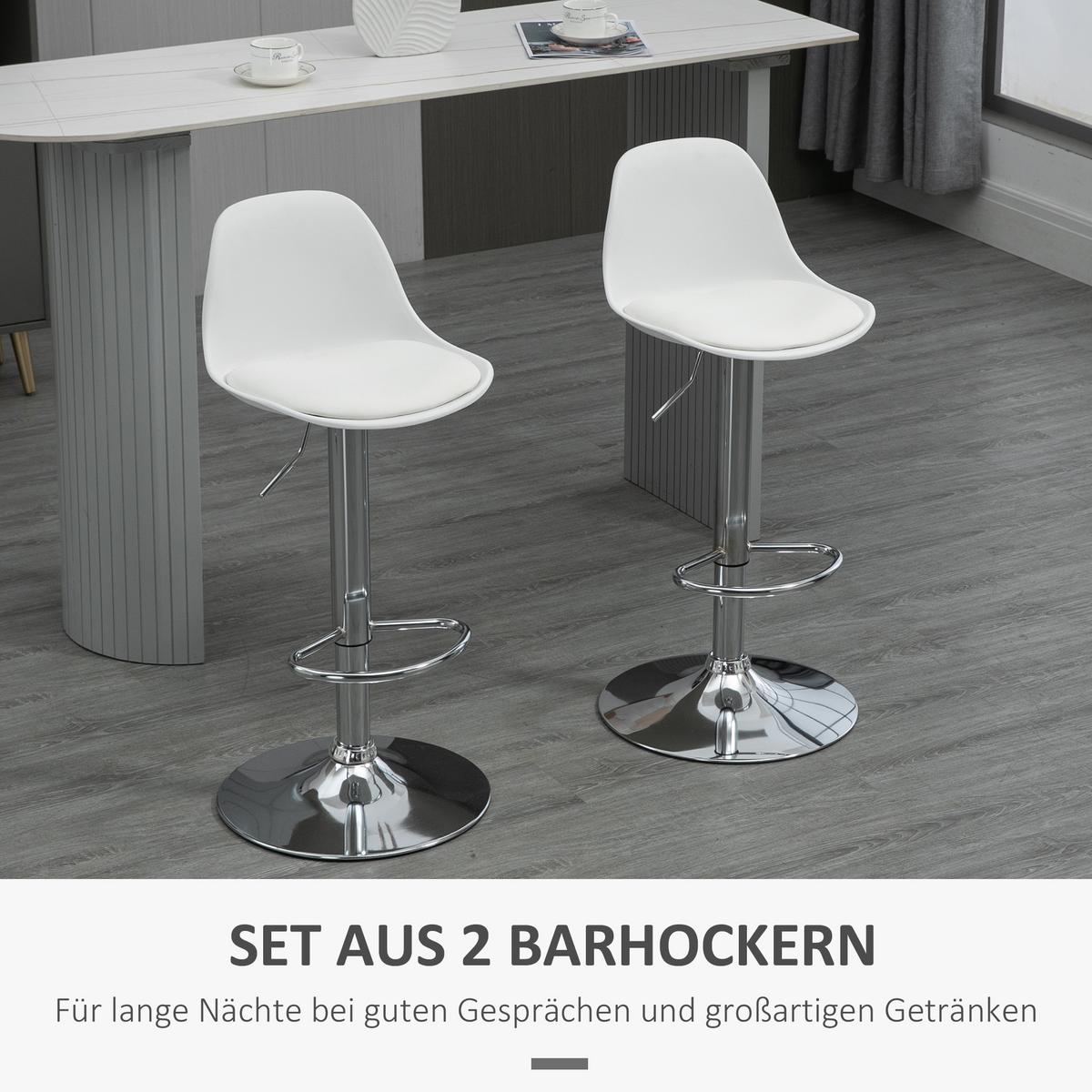 BARHOCKER 2er-Set mit modernem Design bis 120 kg(Ein Stuhl) Barstühle Weiß - Weiß, Kunststoff (42/104/41cm) - HOMCOM