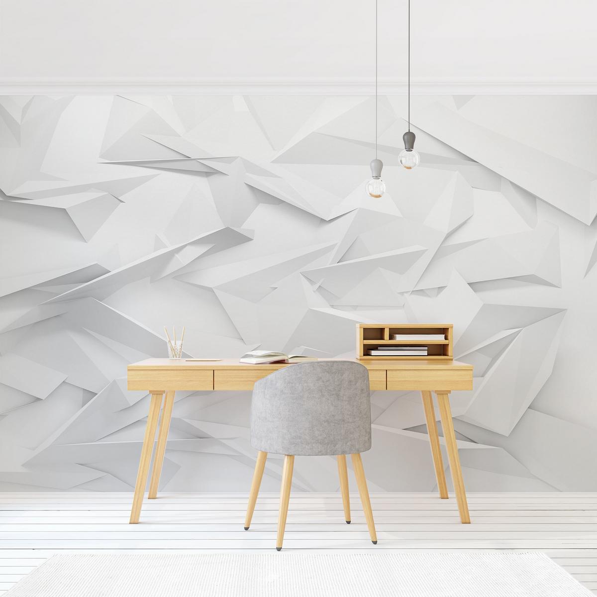 FOTOTAPETE Abstrakte 3D Optik 336/225 cm - Weiß, Papier (336/225cm) - Bilderwelten