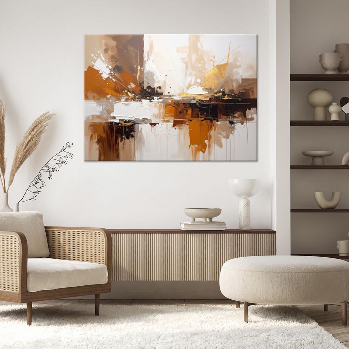 LEINWANDBILD, Abstraktion in Beige, Schwarz und Gold - Braun, Textil (120/80cm) - Feeby