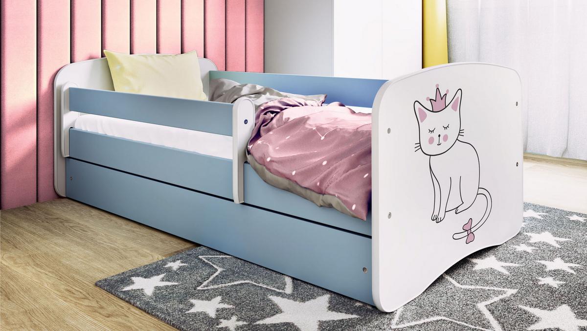KINDERBETT Emily mit Schublade und Matratze, Blau 80x160 cm - Altrosa, Holzwerkstoff (160/80cm) - WFL GROUP