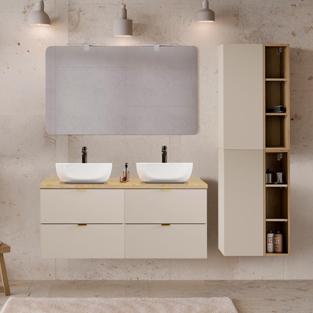DOPPELWASCHTISCH 120.6cm Azel Kaschmir - Beige, Holzwerkstoff (120.6/52/46cm) - Petits-meubles