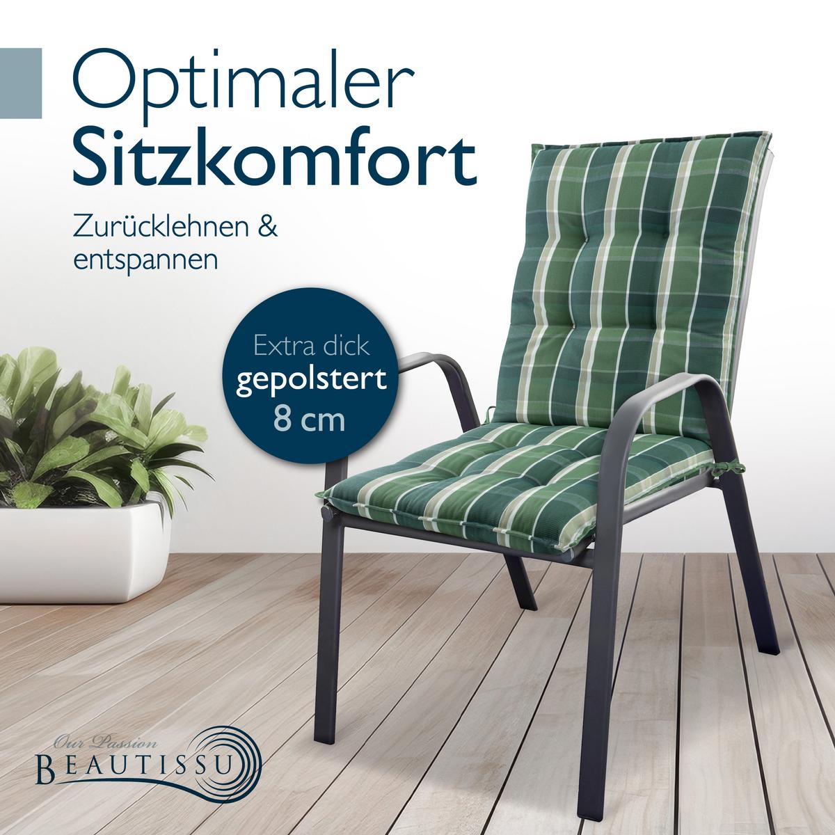 NIEDERLEHNER Sun-NL 105x50x8cm Grün-Kariert (5tlg) - Dunkelgrün, Textil (50/100cm) - Beautissu 