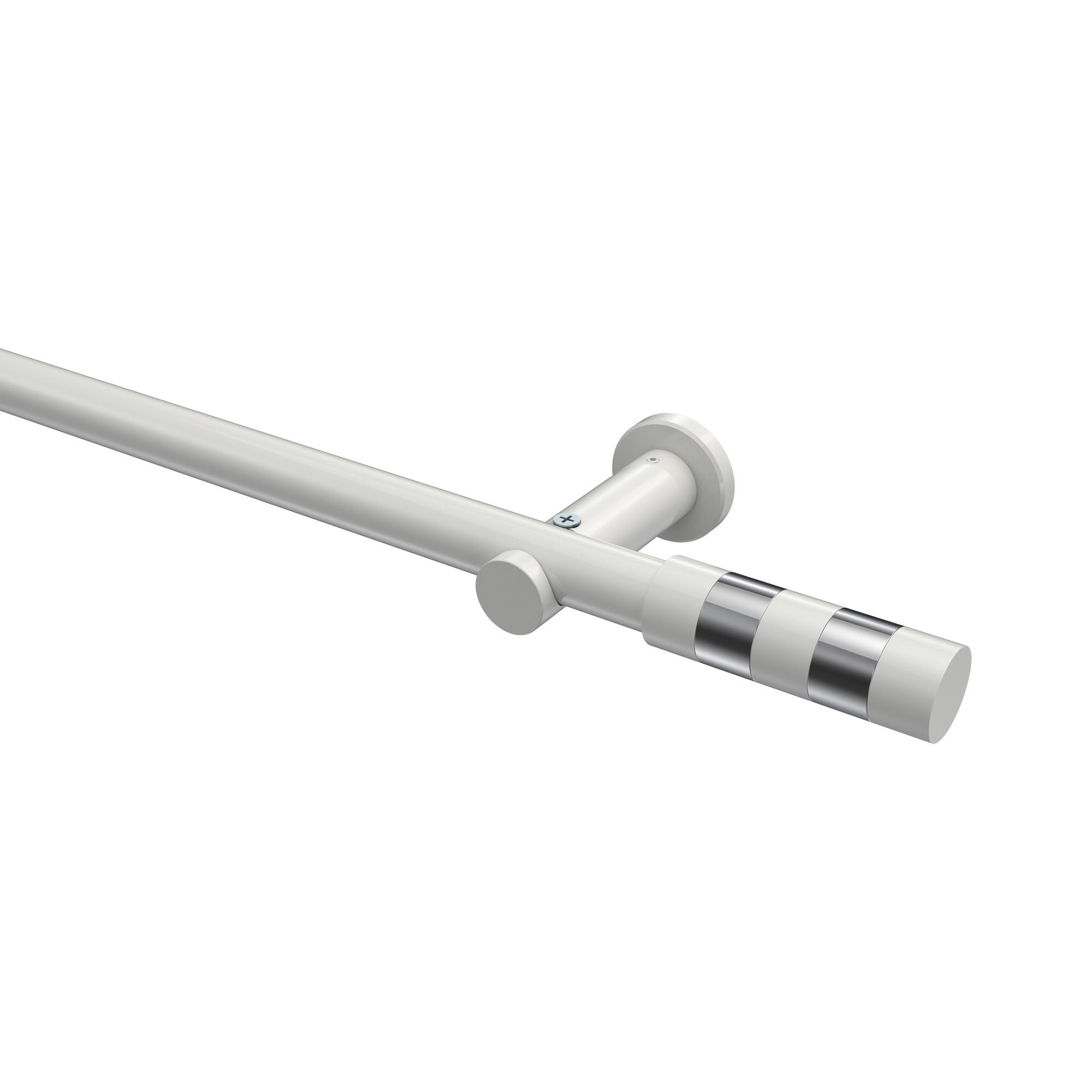 GARDINENSTANGE Platon Mavell 600 cm (geteilt in 3 x 200 cm), 1-läufig (ohne Ringe), 20 mm Ø Weiß - Chromfarben/Weiß, Metall (600cm) - INTERDECO