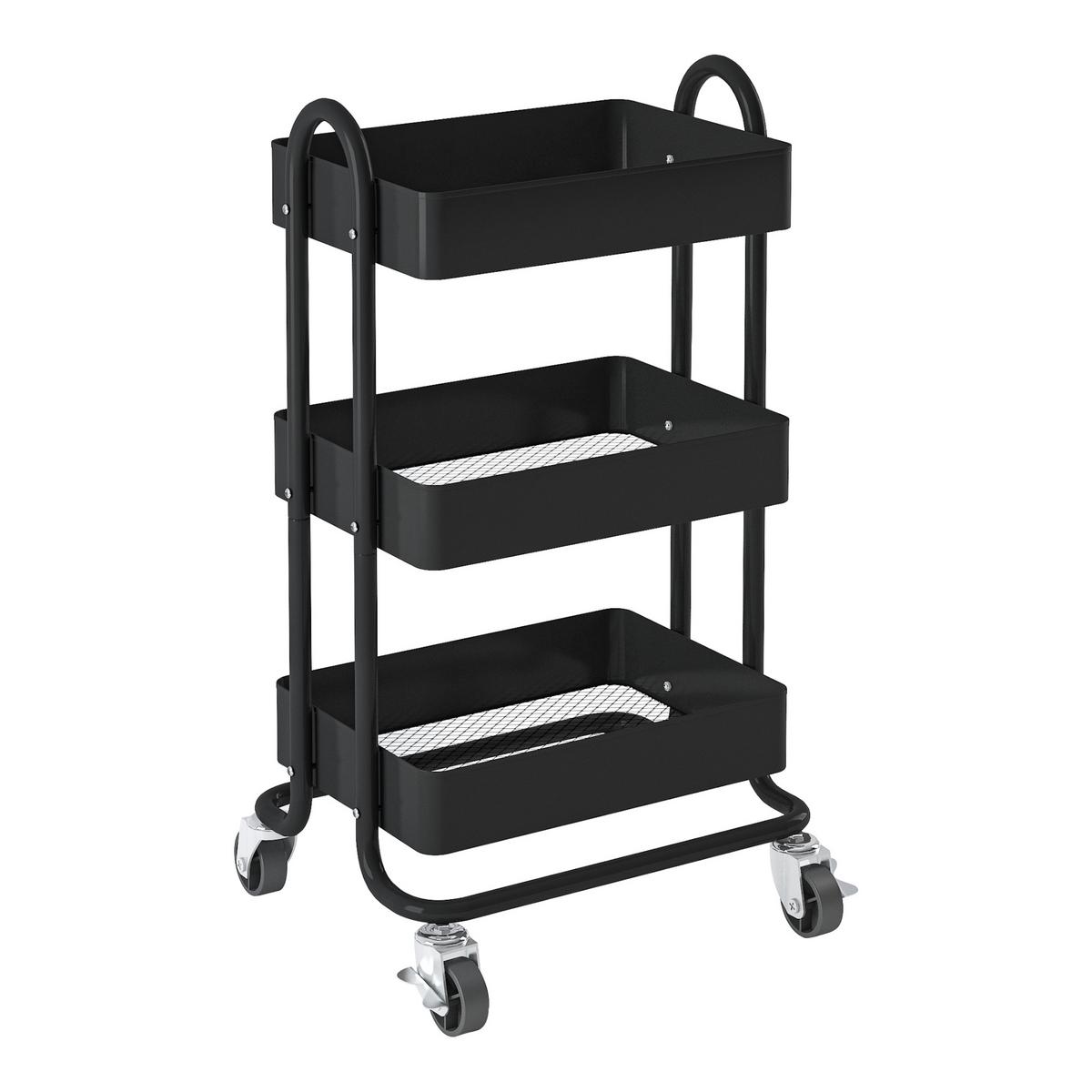 SERVIERWAGEN Pyhäntä - Schwarz, Metall (46/78.5/35cm) - [en.casa]