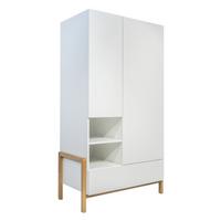 SCHRANK 2 Türen Weiß und Holz - Weiß, Holzwerkstoff (100/180/55cm) - Petits-meubles