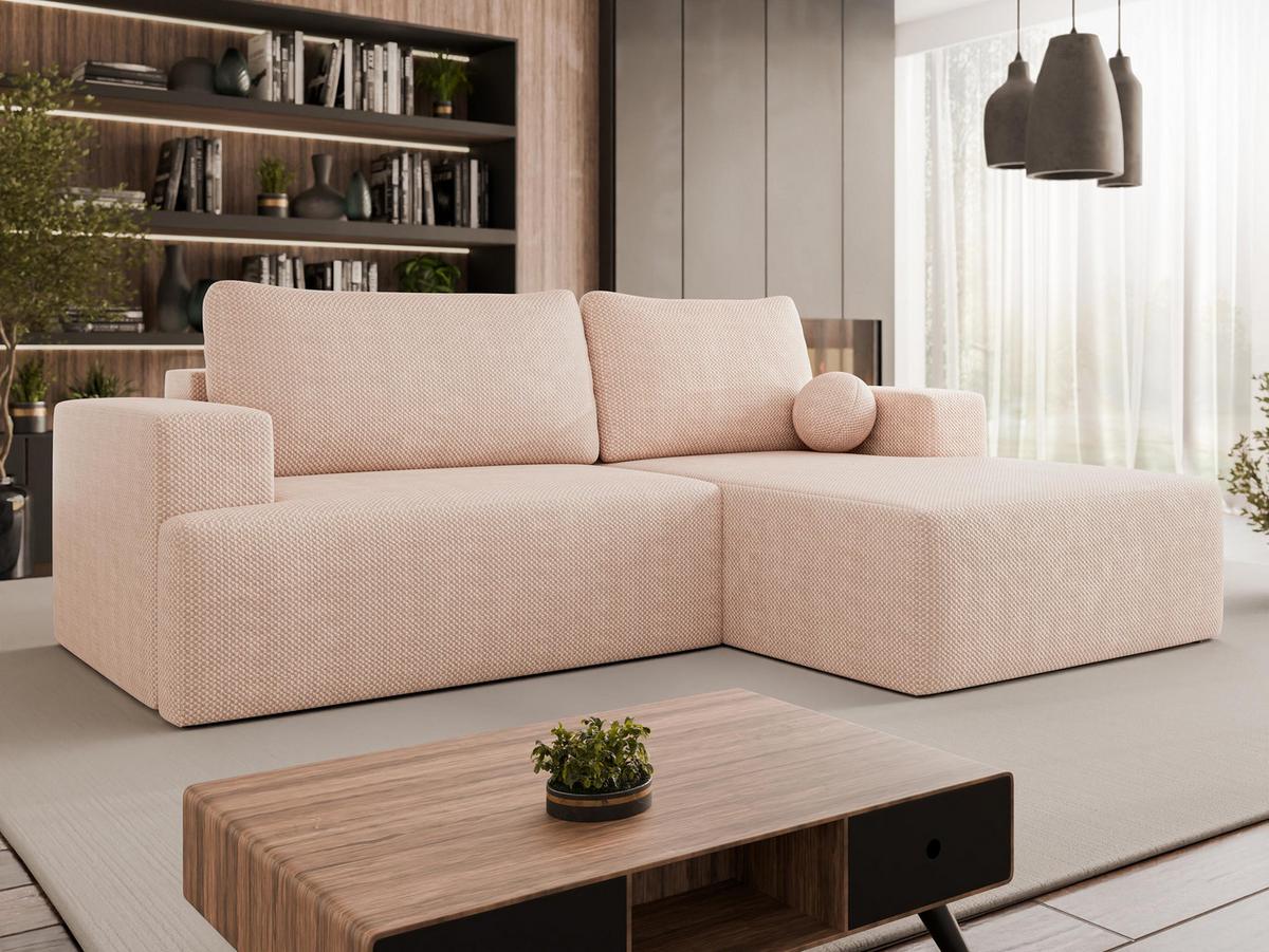 ECKSOFA Mivo, Seite: Rechts - Hellrosa/Schwarz, Holz/Kunststoff (266/163cm) - MIRJAN24