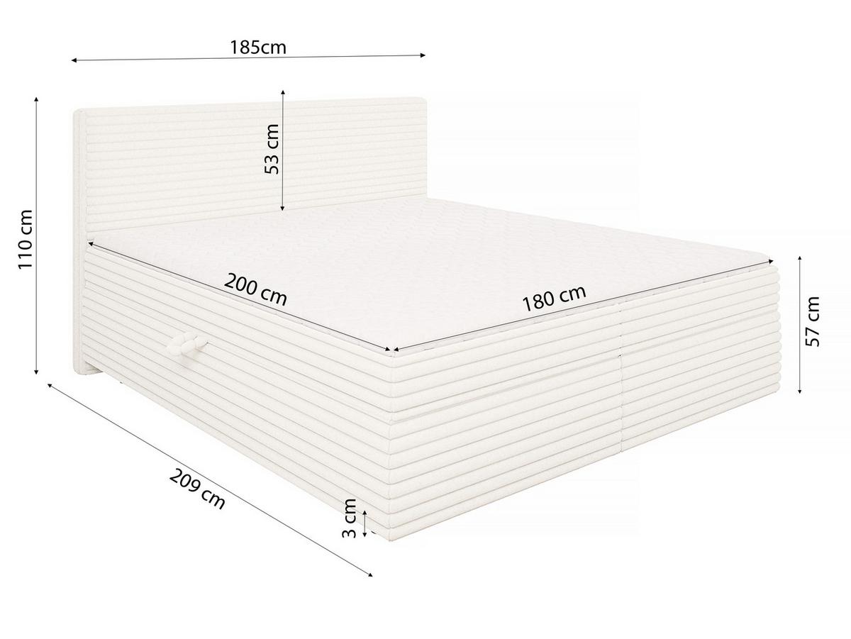 BOXBETT Roma 180/200 cm Hellbeige Plüschcord - Beige/Schwarz, Holz/Kunststoff (180/200cm) - S-Style