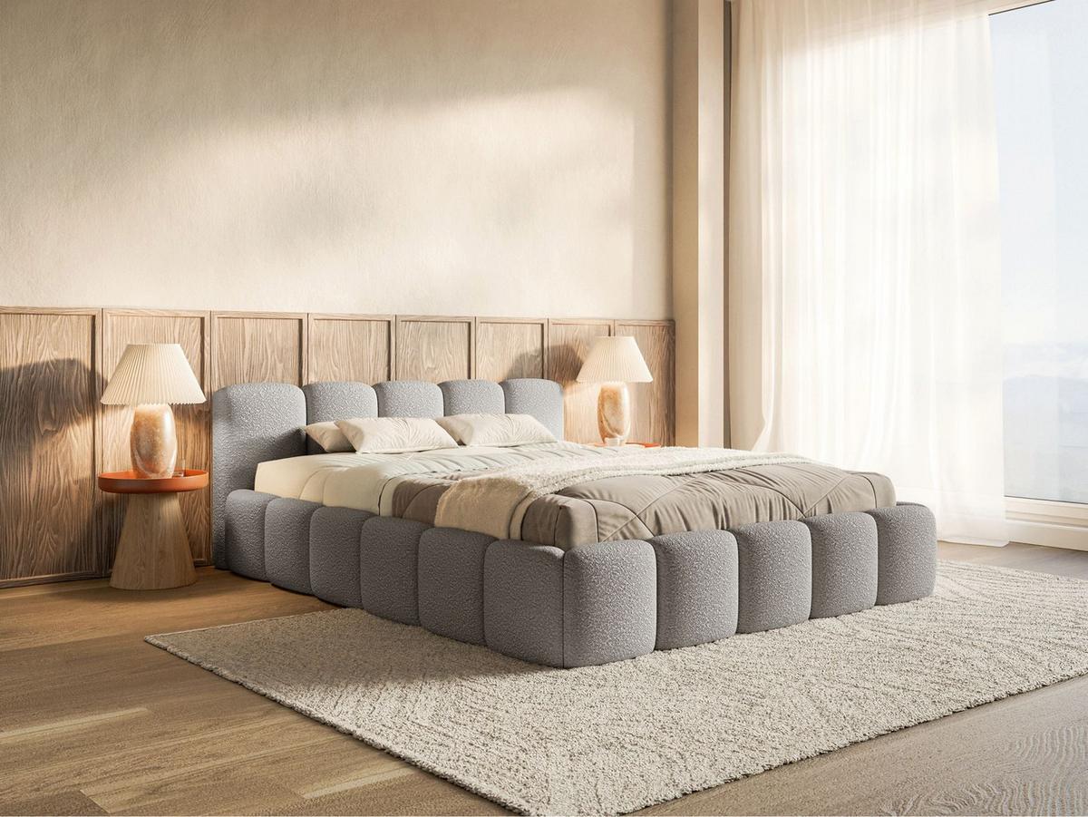 POLSTERBETT Cloudy Low Grau Bouclébezug 160x200 - Grau, Textil (160/200cm) - Selsey