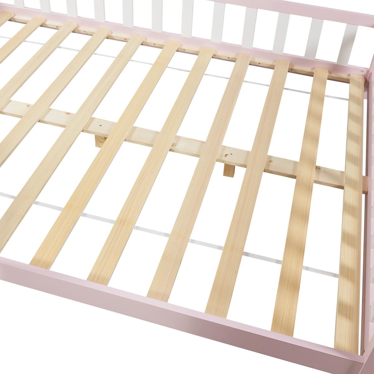 HAUSBETT Hesel - Pink, Holz (140/200cm) - [en.casa]