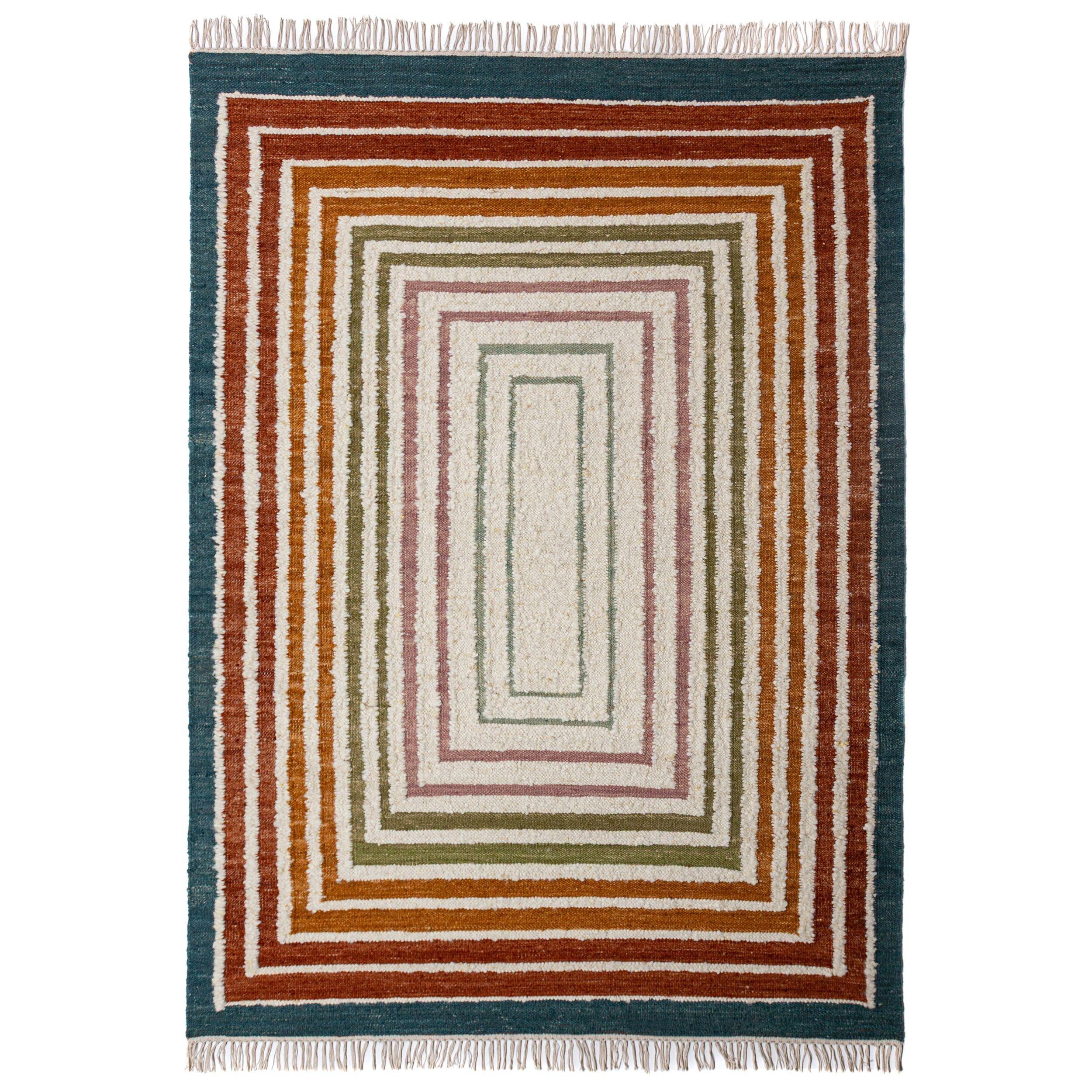 WOLLTEPPICH handgewebt FROND, geometrisch, Bunt, 200 x 300 cm - Multicolor, Textil (300/200cm) - KADIMA DESIGN