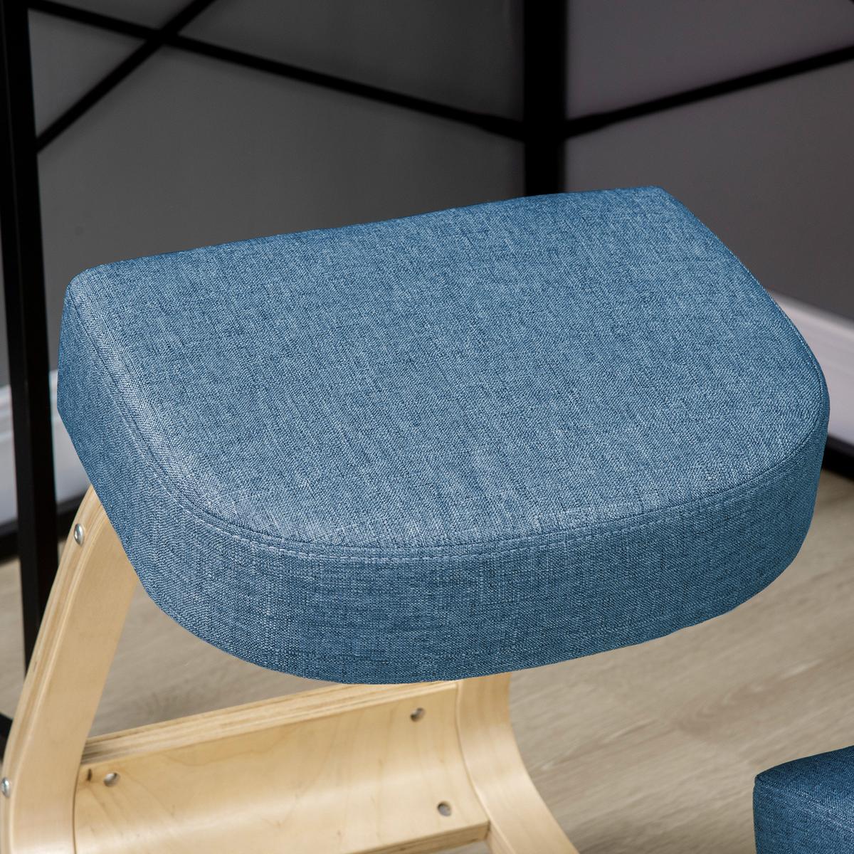 KNIESTUHL Birke Polyester Blau - Blau, Holz (51/58/69cm) - Vinsetto