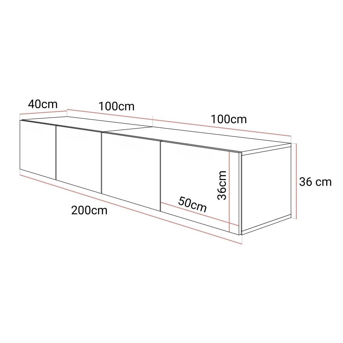 TV-SCHRANK COLGANTE 200 Kaschmir Hochglanz mit LED - Kaschmir, Holzwerkstoff (200/36/40cm) - Lookway