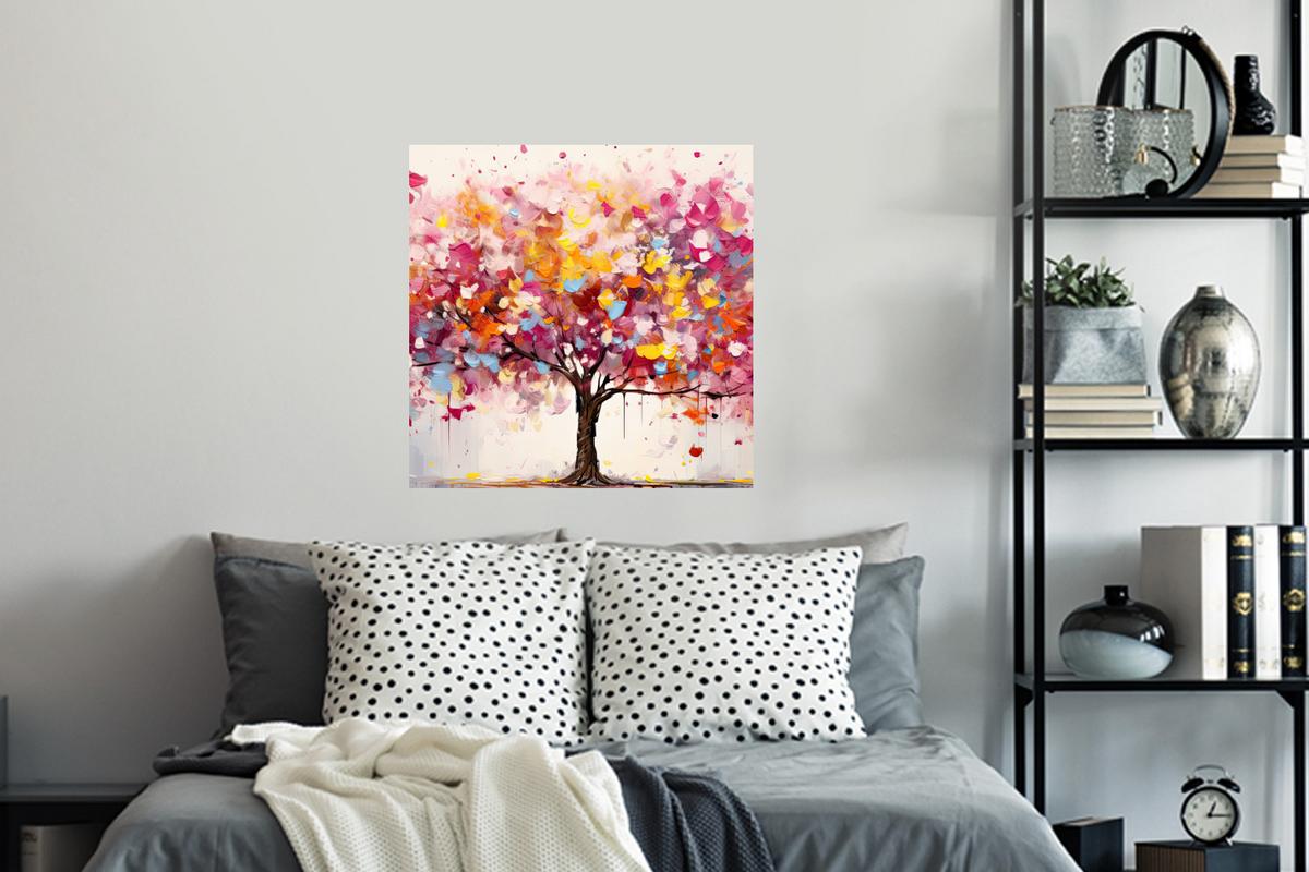 WANDTATTOO Aquarell - Baum - Kunst - Abstrakt Wanddeko 50x50 cm - Multicolor, Kunststoff (50/50/0.1cm) - MuchoWow