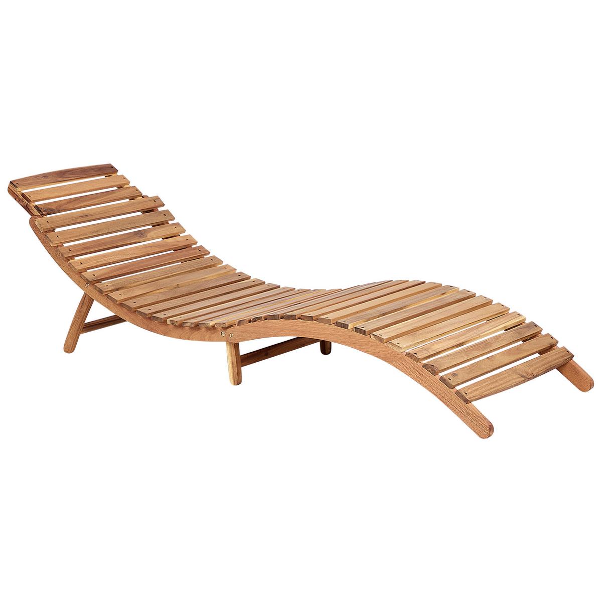 GARTENLIEGE Heller Holzfarbton Luino - Hellbraun/Grau, Holz (60/54/188cm) - Beliani