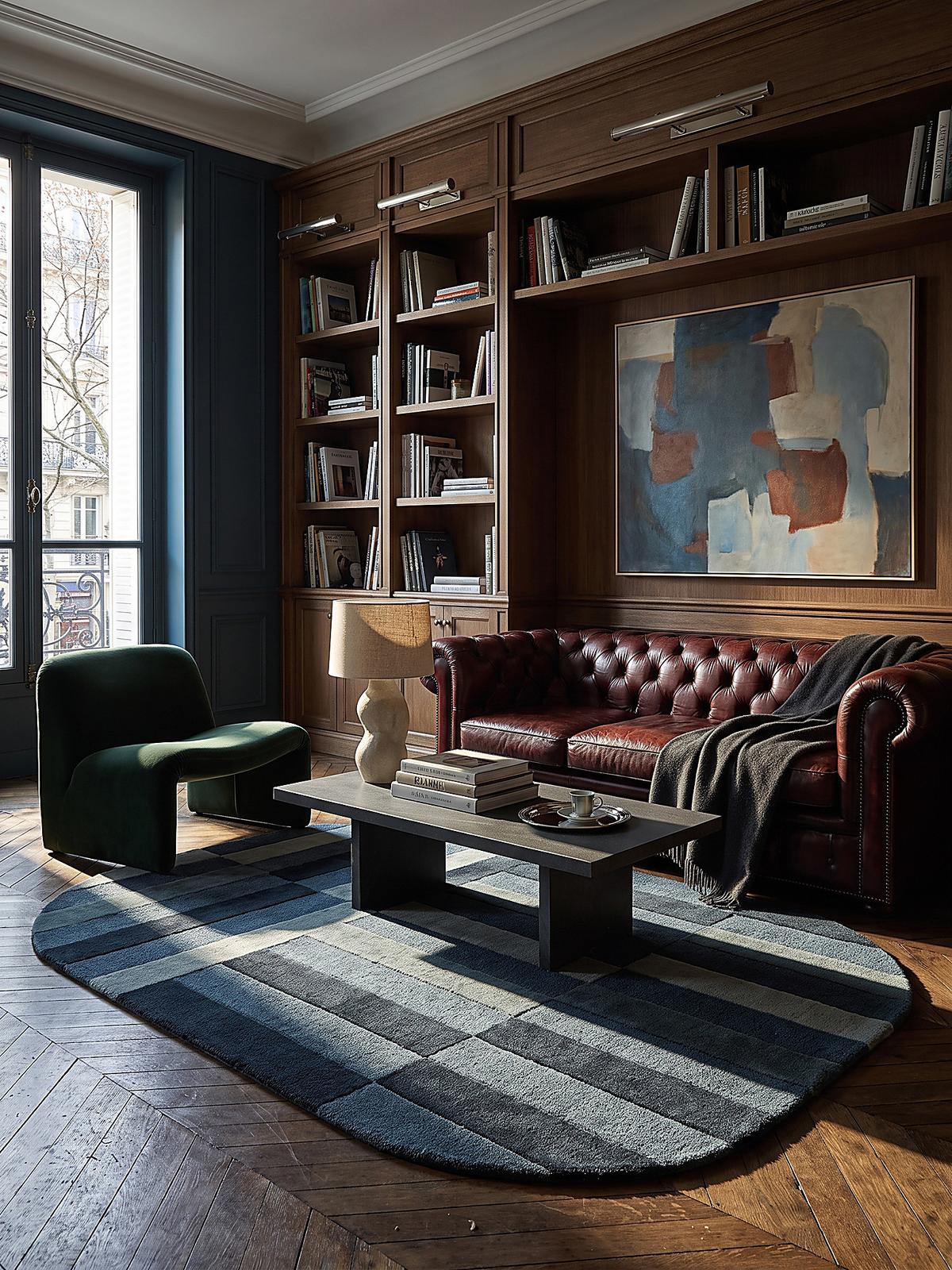 WOLLTEPPICH handgetuftet LUNAN, Blockstreifen, Blau, 140 x 200 cm - Blau, Textil (140/200cm) - KADIMA DESIGN
