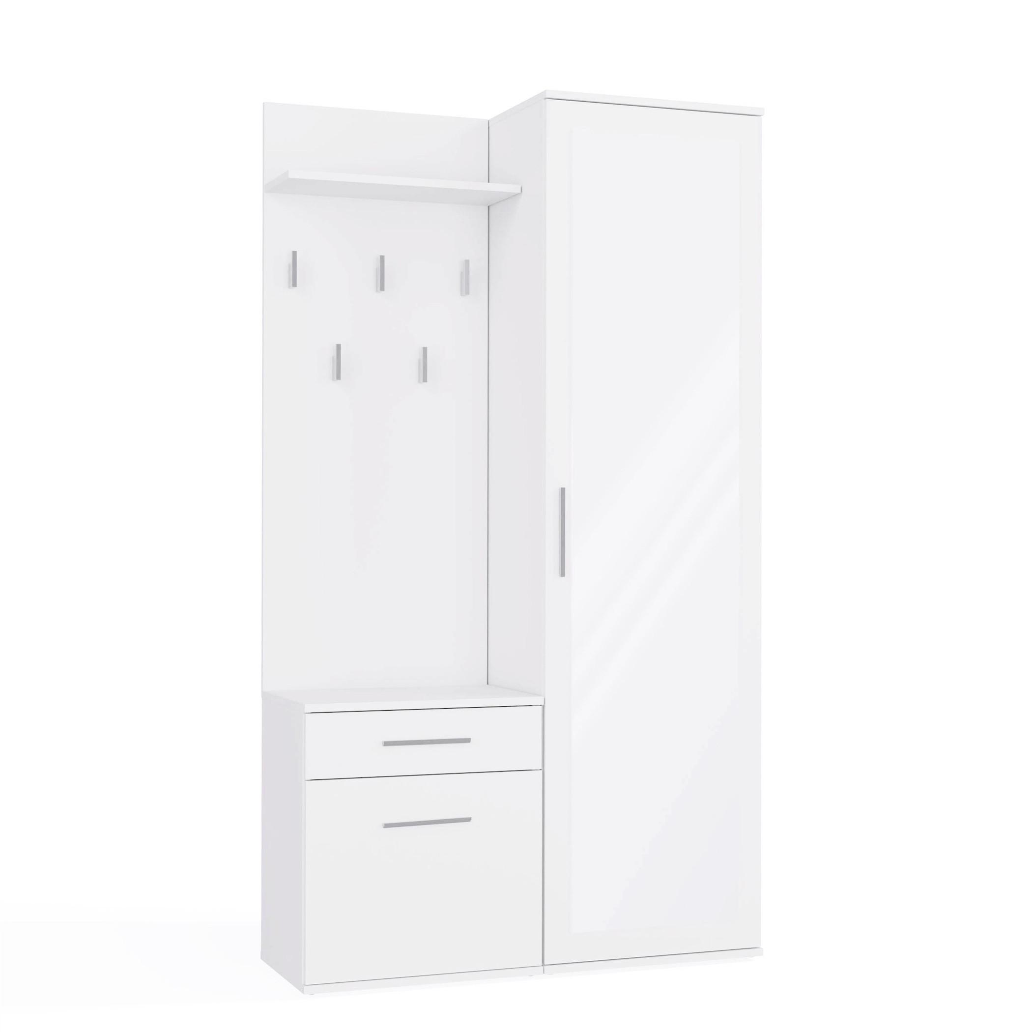 GARDEROBE modern mit Spiegel Schrank Duo Weiß 100/180/35 - Weiß, Holzwerkstoff (100/180/35cm) - RAUMHIRSCH FURNITURE