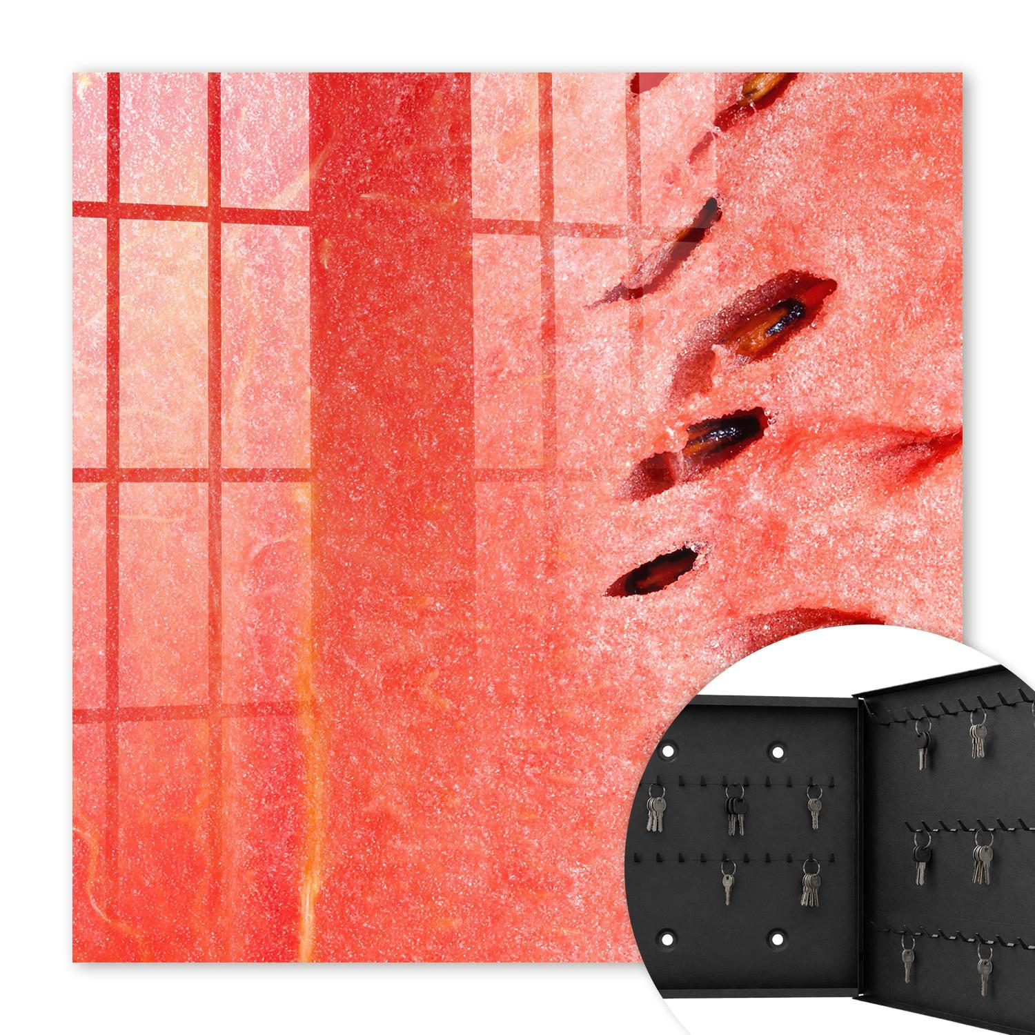 SCHLÜSSELBOX Schwarz 30x30 cm- Türöffnung nach rechts - Saftige Wassermelone - Rot, Metall (30/30/5cm) - TULUP