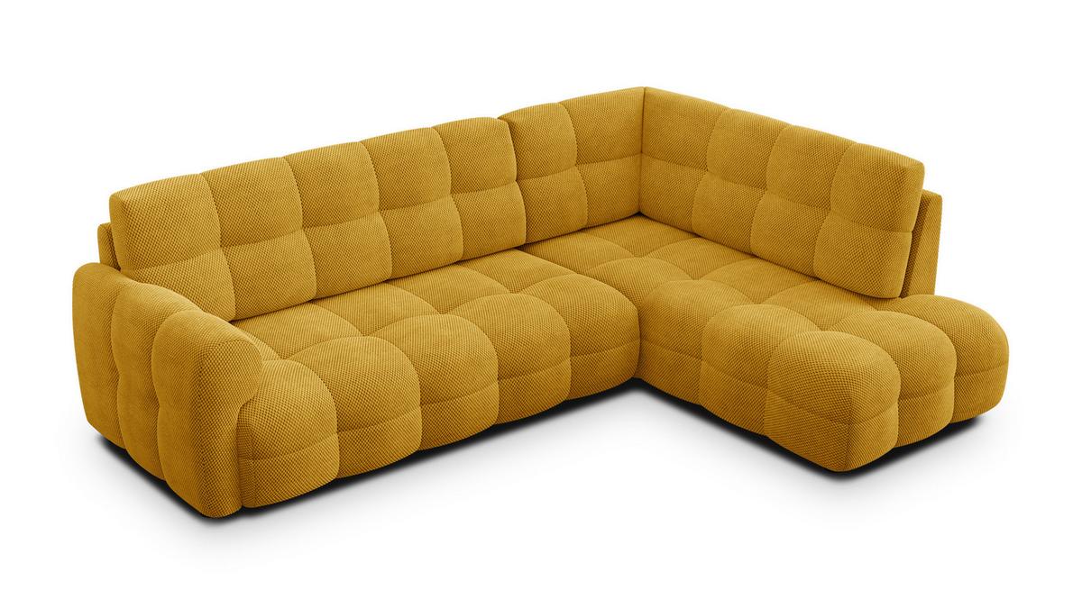 ECKSOFA MELLOW 5-Sitzer, safran - Gelb/Schwarz, Holz/Textil (283/191cm) - Wozimo
