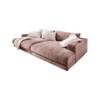 BIG SOFA XL MADELINE Pink Cord - Schwarz/Rosa, Kunststoff/Textil (290/85/190cm) - KAWOLA
