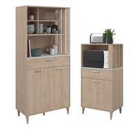 BUFFET Set 2-tlg. Eiche grau, mit Buffetschrank und Küchenschrank - Eichefarben/Grau, Holzwerkstoff (145/185/41cm) - Parisot Meuble