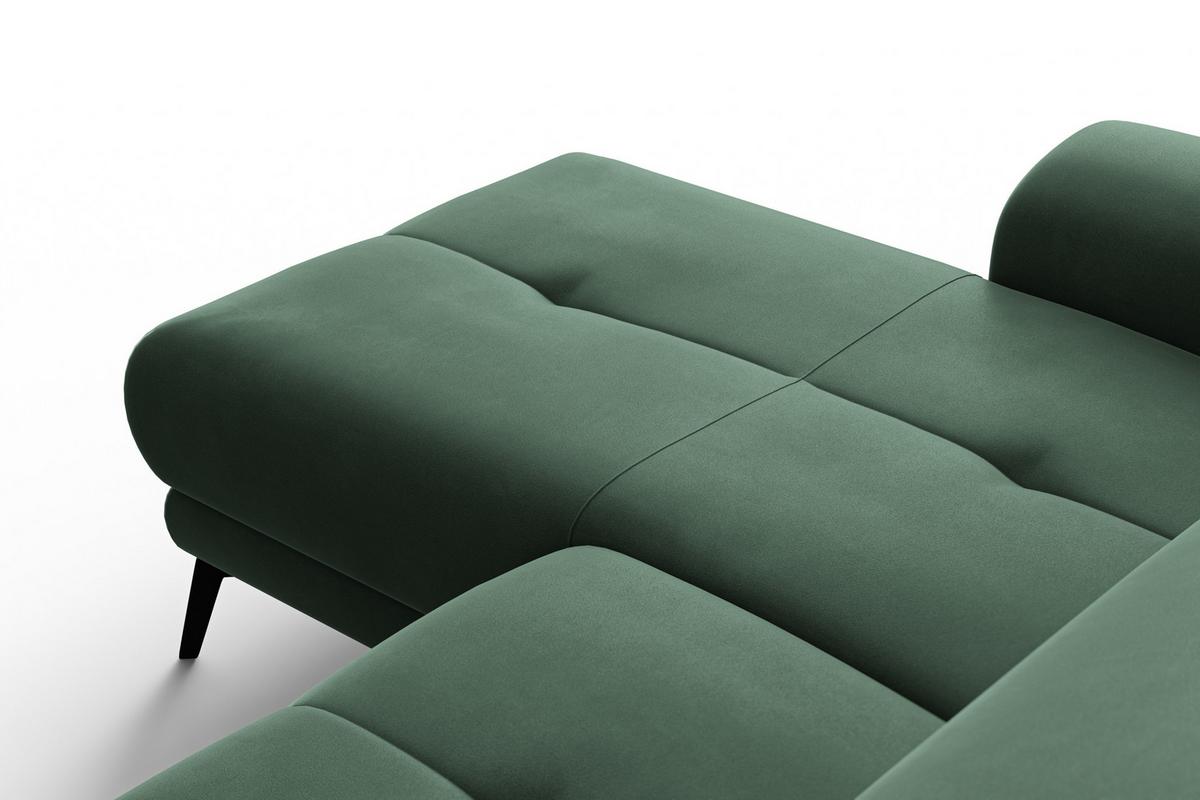 ECKSOFA FIERO 4-Sitzer LINKS, Grüner Veloursstoff - Schwarz/Grün, Holz/Textil (288/170cm) - Courtois Laville