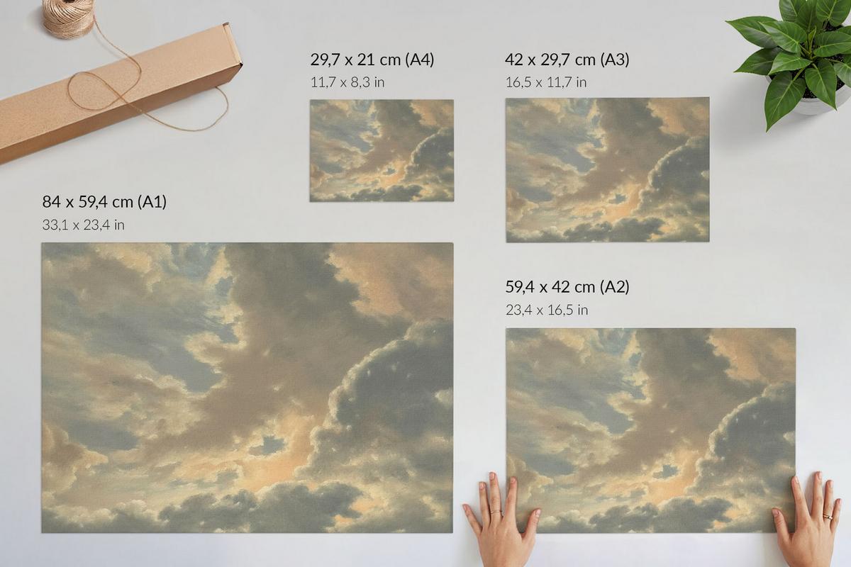 POSTER - 42x29 cm (A3) - Manufaktura Sztuki - Wolken am Himmel - Blau, Textil (42/29.7/0.1cm) - TULUP