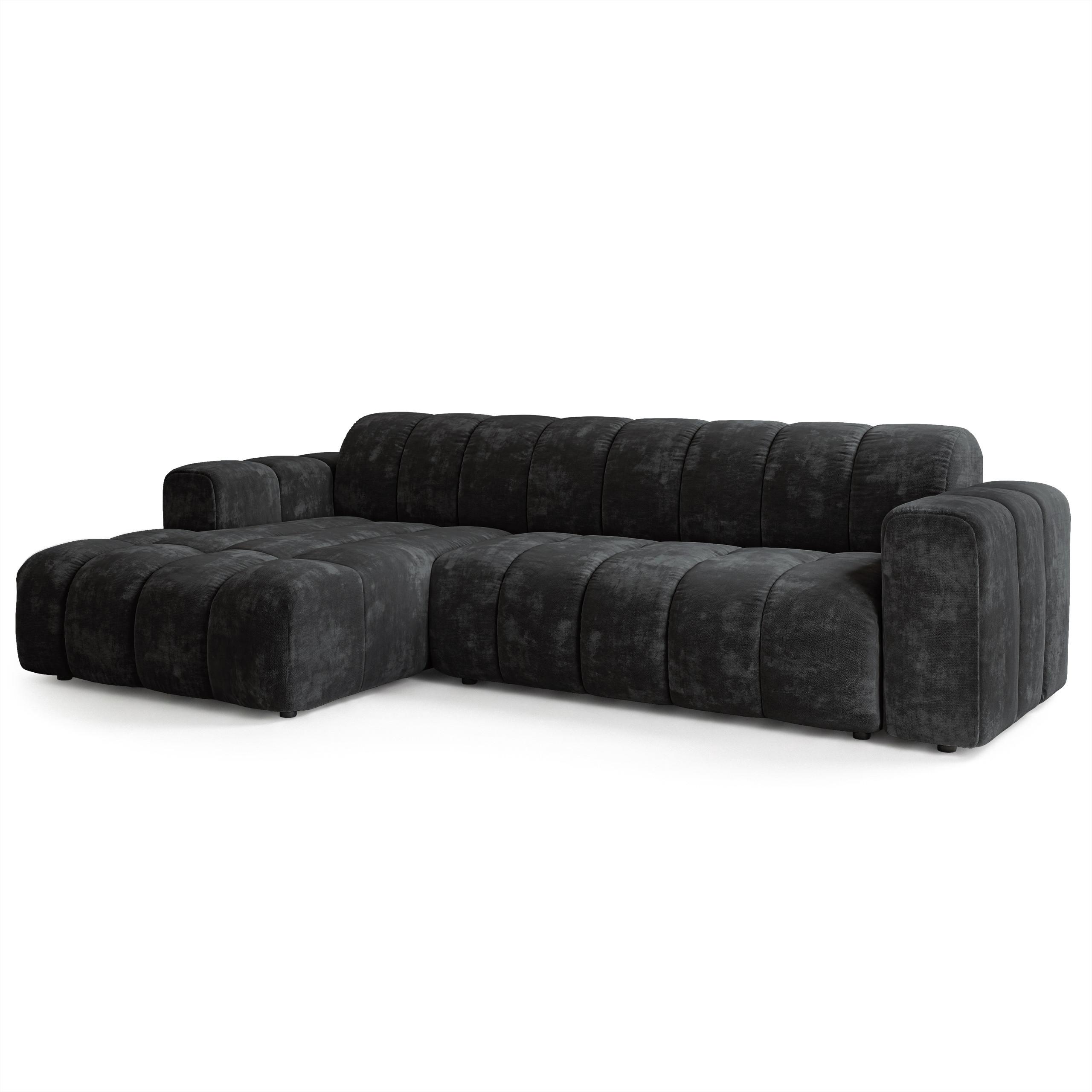 ECKSOFA SETIA LM L-S Schwarz Chenille - Schwarz, Holzwerkstoff (304/165cm) - MASSENO