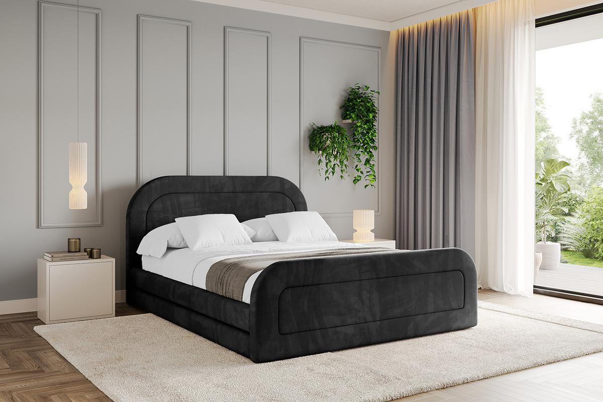 POLSTERBETT mit Bettkasten, Fußteil und Lattenrost, Boxbett ohne Matratze - LERIS-Z 180x200 Schwarz - Schwarz, Holzwerkstoff/Textil (180/200cm) - ALTDECOR