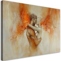 WANDBILD love act lovers beige - Orange, Textil (100/70cm) - Feeby