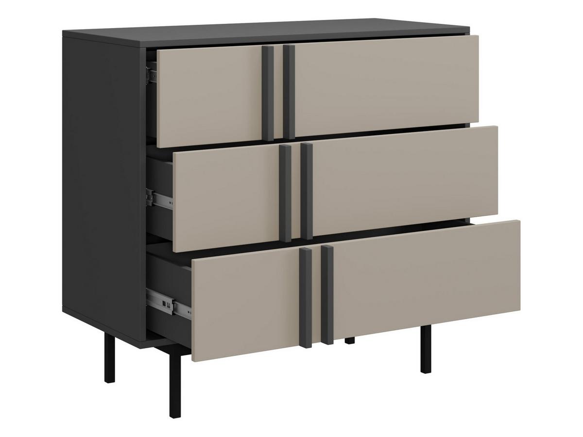 KOMMODE Alsy 3S AL08 - Anthrazit/Beige, Holzwerkstoff/Kunststoff (93/87/43cm) - MIRJAN24