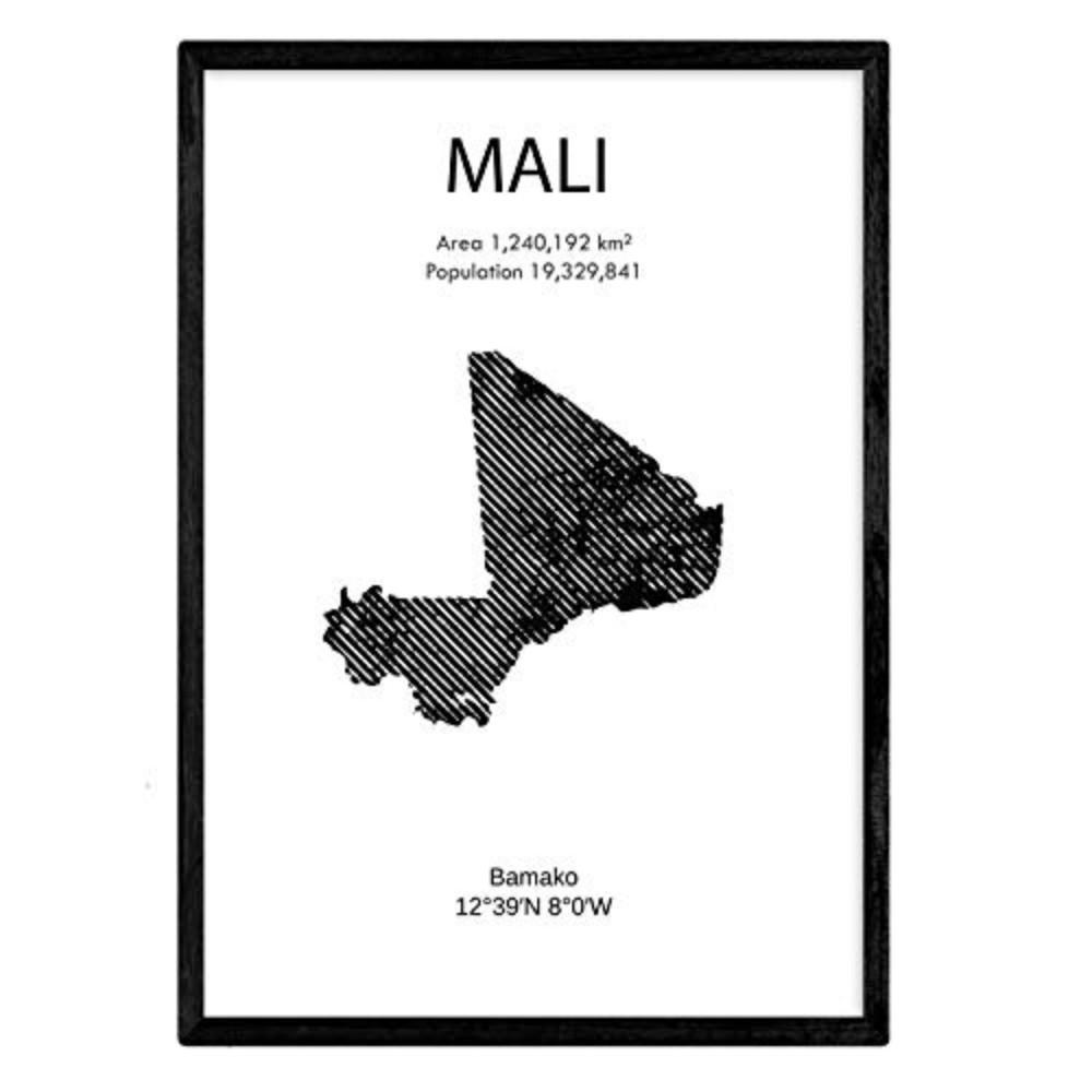 POSTER Länder & Kontinente Mali A3 Schwarzer Rahmen - Schwarz, Papier (29.7/5/42cm) - Nacnic