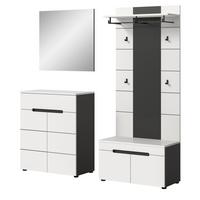 GARDEROBEN-SET 4-teilig weiß, grau 175 cm, Komplettset mit Soft-Close-Funktion, Cooper - Schwarz/Weiß, Glas/Holzwerkstoff (175/190/37cm) - Inn.Furn