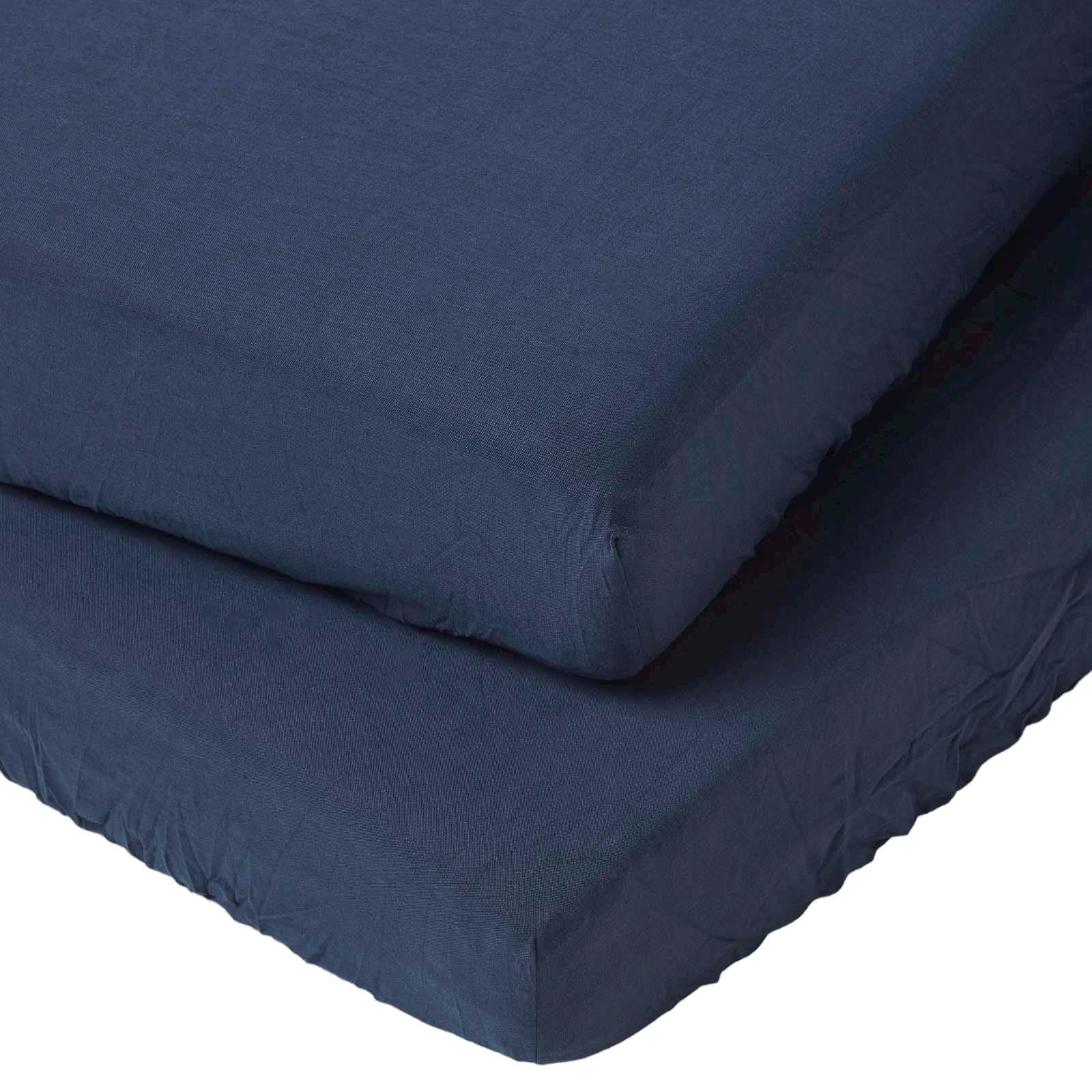 LEINEN-SPANNBETTLAKEN Babybett im 2er-Set, 60/120 cm - Blau, Textil (60/120cm) - Homescapes