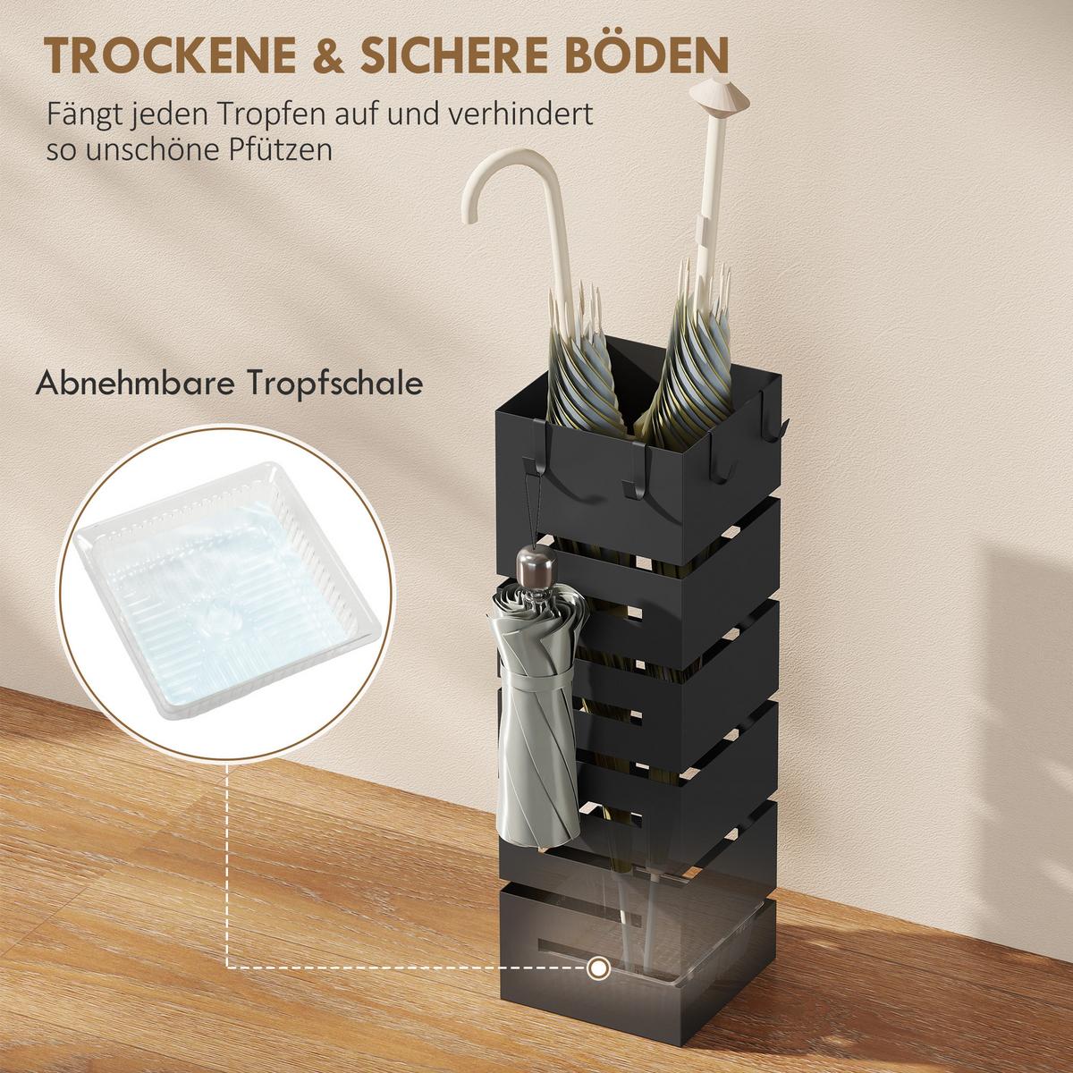 REGENSCHIRMSTÄNDER Stahl Schwarz - Schwarz, Metall (15.5/49/15.5cm) - HOMCOM