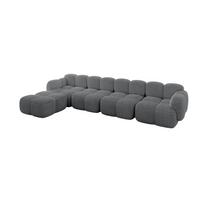 ECKSOFA modulares Sofa Links Miko-L3 390x205x75 Dunkelgrau Cord - Graphitfarben/Schwarz, Holzwerkstoff/Kunststoff (390/205cm) - ALTDECOR