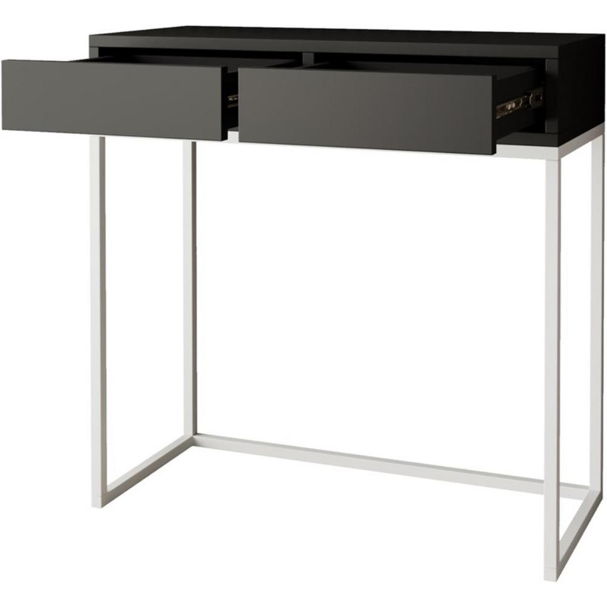 KONSOLENTISCH Lango 80/85/35 schwarz mit weißen Matellbeinen - Schwarz/Weiß, Holzwerkstoff/Metall (35/80/85cm) - Beautysofa