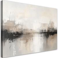 LEINWANDBILD Moderne Grau-Beige-Abstraktion 90x60cm - Grau, Textil (90/60cm) - Feeby