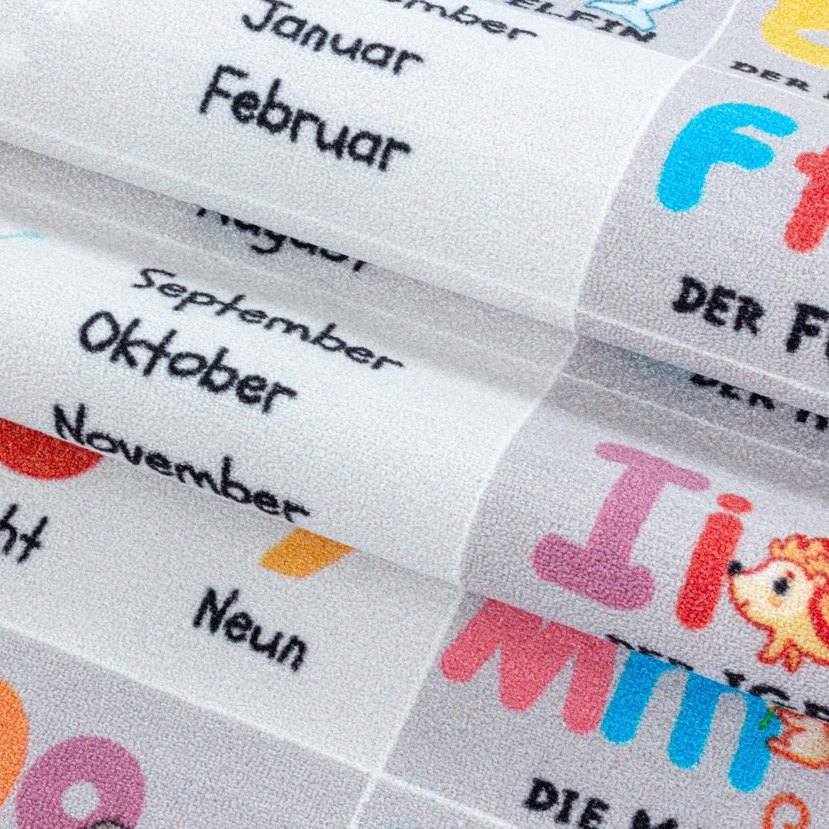 KINDERTEPPICH TRAUN, mit Alphabet-Zahlen-Tiere-Motiv, Grau, 140 x 200 cm - Grau, Textil (200/140cm) - KADIMA DESIGN