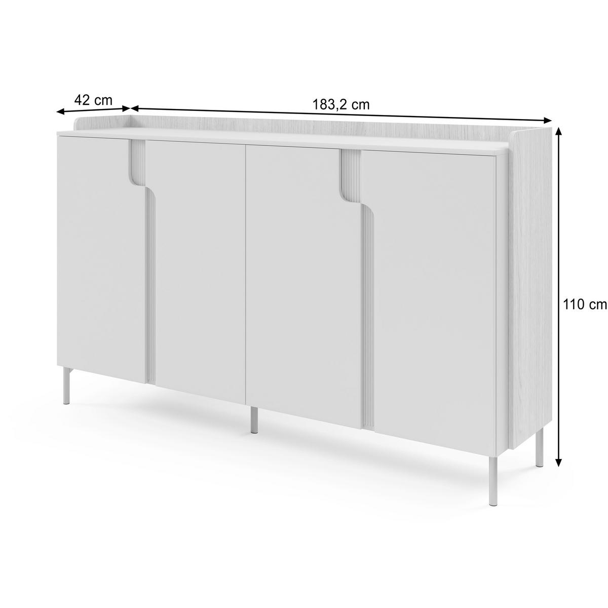KOMMODE Positivo mit 4 Türen, 180 cm, Alba-Nuss + Kaschmir - Nussbaumfarben, Holzwerkstoff (183/110/42cm) - Beautysofa