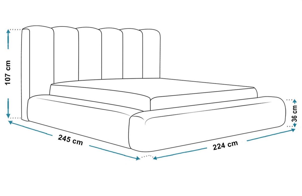 BETT 180x200 - Polsterbett mit Bettkasten und Metallrahmen - Modern Bett - Eleganter Catch Me-Stoff - Kollektion Alva Maxi - Grau - Grau, Holz/Textil (180/200cm) - Alpi-Möbel