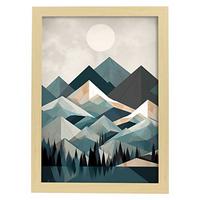 POSTER Schneebedeckte Berge A3 Rahmen Aus Hellem Holz - Beige, Papier (29.7/5/42cm) - Nacnic