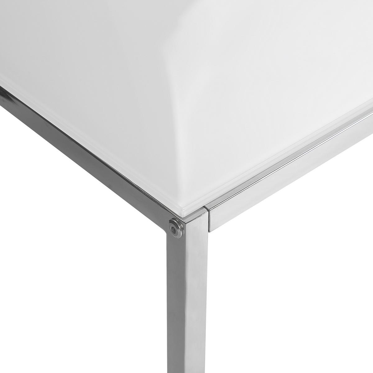 COUCHTISCH 2er-Set Quadratisch Weiß/Silber Brea - Weiß, Glas (60/60/35cm) - Beliani