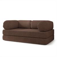 BETTSOFA EIREN aus Schaumstoff Bucle-Stoff Braun Schlaffunktion - Braun, Textil (170/68/80cm) - MASSENO
