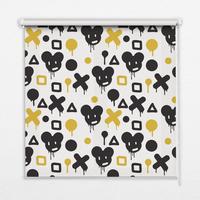 INNENROLLO - Fensterrollo - Rollo - 120x140 cm - Schwarze und gelbe Muster - Schwarz, Kunststoff (120/140/0.5cm) - TULUP
