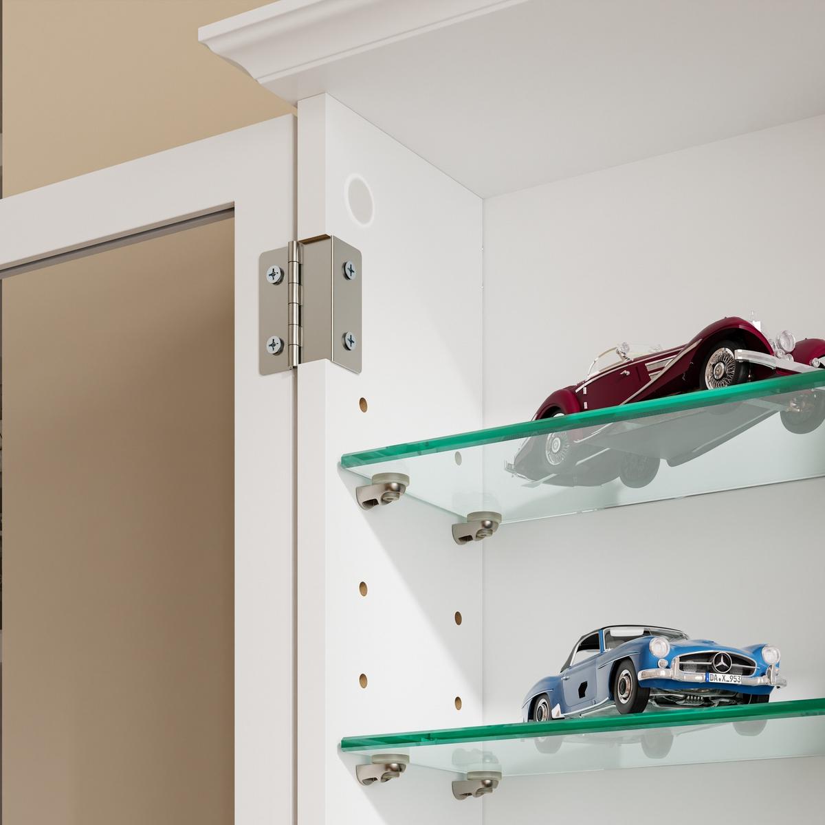 WANDSCHRANK mit Glasfront und Haken FSB114-E-W - Weiß, Holzwerkstoff/Metall (13.5/68.5/68cm) - SoBuy