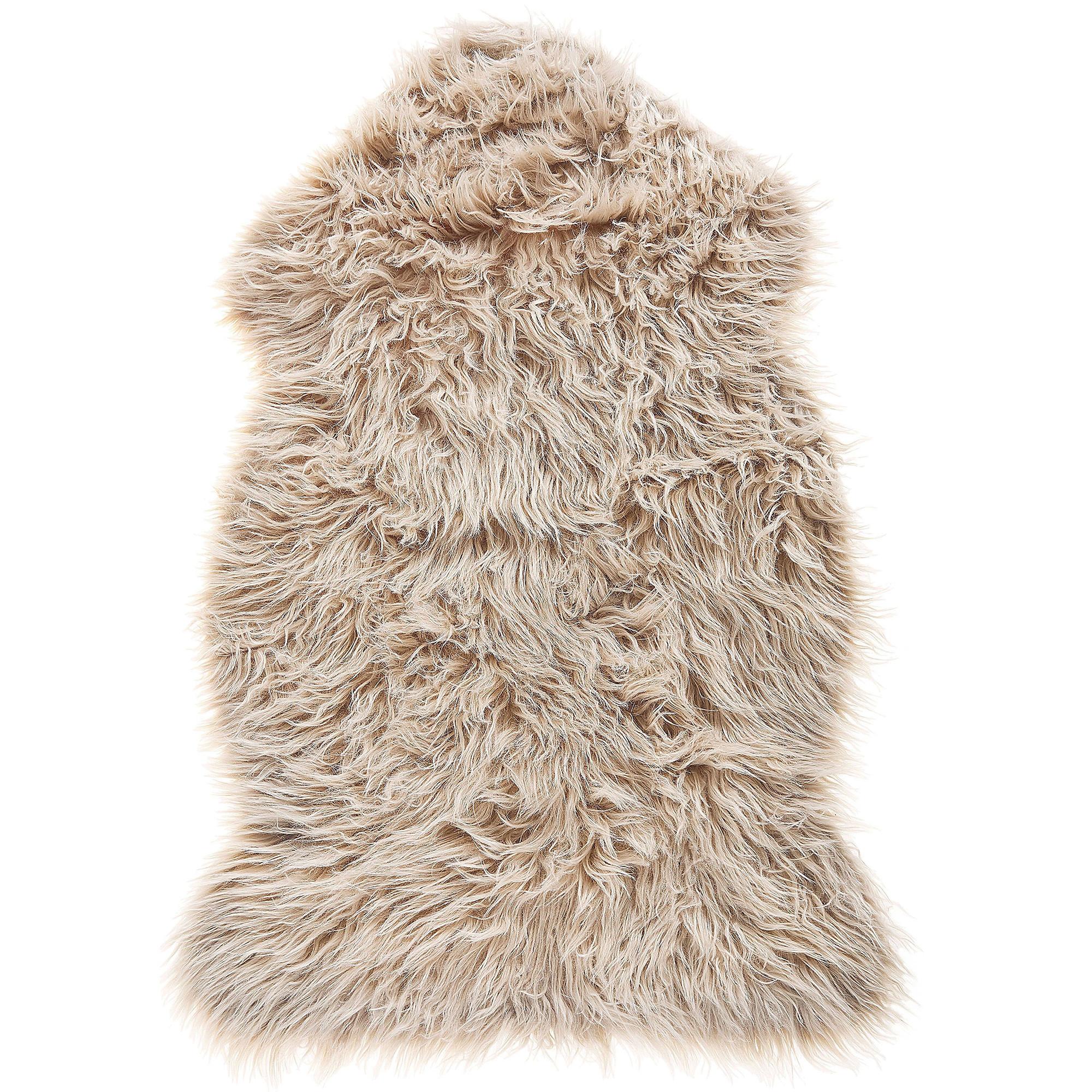 SHAGGY-KUNSTFELL-TEPPICH Mungo 88/53 cm - Beige, Kunststoff (63/95cm) - Beliani