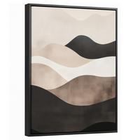 LEINWAND Bilder mit Rahmen - Abstrakt - Landschaft - Wellen - Cremefarben - 30x40 - Cappuccino, Textil (30/40cm) - MuchoWow