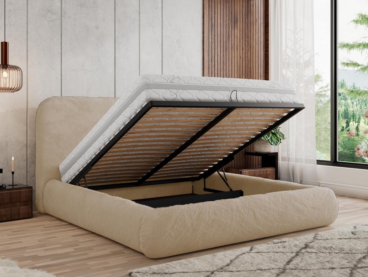 POLSTERBETT BENEA CLASSIC 140/200 - Creme Plüsch - ohne Matratze - Creme, Textil (140/200cm) - MKS